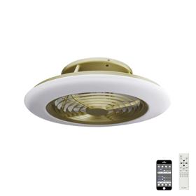 M6707  Alisio 70W LED Dimmable Ceiling Light & Fan, Remote / APP Controlled Matt Burnished Gold